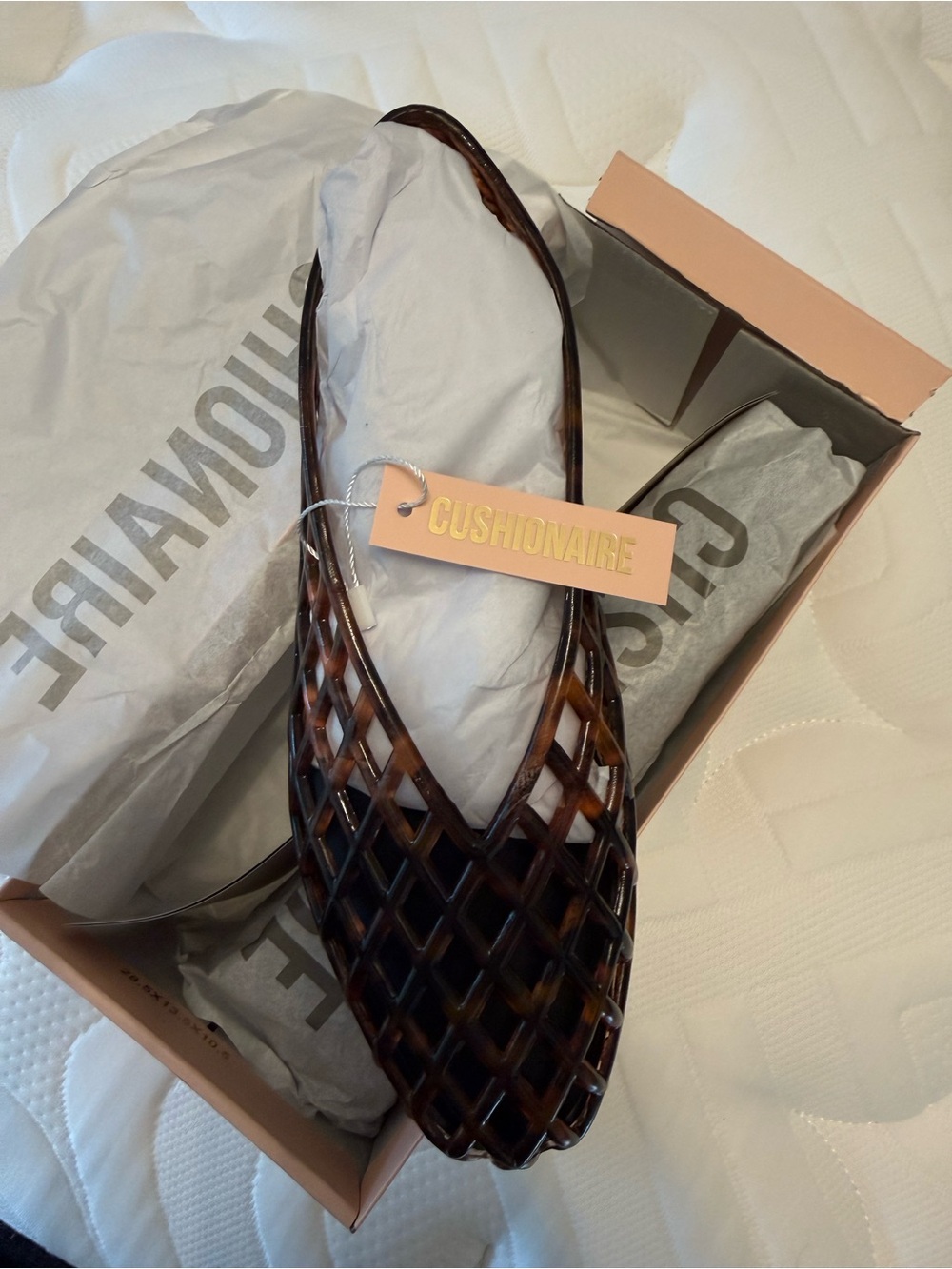 Cushionaire Women's Lattice Ballet Flats in Tortoiseshell Brown/clear - Picture 3 of 4